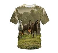CHSLO Uomo 3D T Shirt Magliette Estate Peculiare Pecora Cavallo Leone Animale Unisex Stampata Digitale 3D T-Shirt Girocollo da Uomo A Maniche Corte Sciolto Fitness Elasticizzato Traspirante Top SPOR