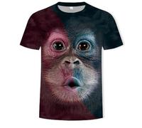 CHSLO Uomo 3D T Shirt Magliette Estate Scimmia Orango Animale T-Shirt con Stampa Digitale 3D Unisex Girocollo Manica Corta da Uomo A Mezza Manica Ampia Pullover Elasticizzato