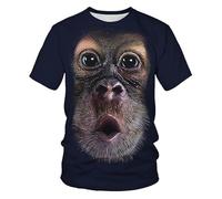 CHSLO Uomo 3D T Shirt Magliette Estate Scimmia Orango Animale T-Shirt con Stampa Digitale 3D Unisex Girocollo Manica Corta da Uomo A Mezza Manica Ampia Pullover Elasticizzato
