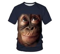 CHSLO Uomo 3D T Shirt Magliette Estate Scimmia Orango Animale T-Shirt con Stampa Digitale 3D Unisex Girocollo Manica Corta da Uomo A Mezza Manica Ampia Pullover Elasticizzato