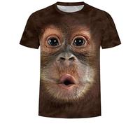 CHSLO Uomo 3D T Shirt Magliette Estate Scimmia Orango Animale T-Shirt con Stampa Digitale 3D Unisex Girocollo Manica Corta da Uomo A Mezza Manica Ampia Pullover Elasticizzato