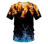 CHSLO Uomo 3D T Shirt Magliette Fiamma Estiva T-Shirt Unisex con Stampa Digitale 3D Girocollo da Uomo A Maniche Corte Ampia Felpa da Strada Elastica A Mezza Manica Oversize