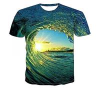 CHSLO Uomo 3D T Shirt Magliette Onda del Mare di Estate T-Shirt A Colori con Paesaggi Stampati in 3D da Uomo E da Donna, Grafica Spray Casual, Magliette Oversize, Abbigliamento A Maniche Corte PE