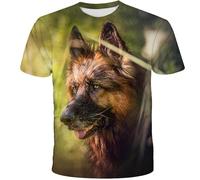 CHSLO Uomo 3D T Shirt Magliette T-Shirt Estiva Cane Lupo Animale Unisex Stampata Digitale 3D Girocollo da Uomo A Maniche Corte Sciolto Traspirante Elastico A Mezza Manica Top Sportivo Oversize