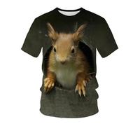 CHSLO Uomo 3D T Shirt Magliette T-Shirt Estiva Carina Scoiattolo Animale Unisex con Stampa Digitale 3D T-Shirt da Uomo Girocollo A Maniche Corte A Maniche Corte Ampia Elastica Ad Asciugatura Rapida