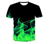 CHSLO Uomo 3D T Shirt Magliette T-Shirt Estiva Colorata con Fiamma Blu Unisex Stampata Digitale 3D Girocollo da Uomo A Maniche Corte Ampia Traspirante Elasticizzata A Mezza Manica Sportiva Top Overs