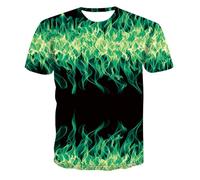 CHSLO Uomo 3D T Shirt Magliette T-Shirt Estiva Colorata con Fiamma Blu Unisex Stampata Digitale 3D Girocollo da Uomo A Maniche Corte Ampia Traspirante Elasticizzata A Mezza Manica Sportiva Top Overs