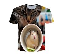 CHSLO Uomo 3D T Shirt Magliette T-Shirt Estiva con Stampa Digitale 3D per Criceto, Squama di Pesce, Animale, Girocollo, da Uomo, A Maniche Corte, Fitness, Elasticizzato, Traspirante, A Mezza Manica,