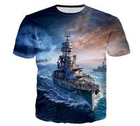 CHSLO Uomo 3D T Shirt Magliette T-Shirt Estiva da Guerra Mare Unisex Stampata Digitale 3D Girocollo da Uomo A Maniche Corte Sciolto Fitness Stretch Top Sportivo Traspirante Oversize