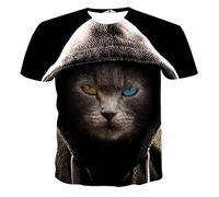 CHSLO Uomo 3D T Shirt Magliette T-Shirt Estiva Gatto Animale Unisex Stampata Digitale 3D Girocollo da Uomo A Maniche Corte Sciolto Fitness Stretch Top Sportivo Traspirante Oversize