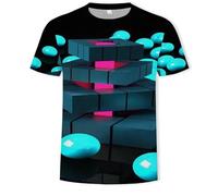 CHSLO Uomo 3D T Shirt Magliette T-Shirt Estiva Geometrica Unisex con Stampa Digitale 3D Girocollo da Uomo A Maniche Corte Ampia Traspirante Elasticizzata A Mezza Manica Sportiva Top Oversize