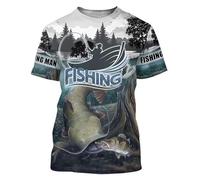 CHSLO Uomo 3D T Shirt Magliette T-Shirt Estiva per La Pesca di Pesci D'Altura Unisex con Stampa Digitale 3D Girocollo da Uomo A Maniche Corte Larghe Elastiche Ad Asciugatura Rapida A Mezza Manica To