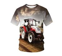 CHSLO Uomo 3D T Shirt Magliette T-Shirt Estiva per Macchine da Trattore Unisex con Stampa Digitale 3D T-Shirt Girocollo da Uomo A Maniche Corte Ampia Fitness Elasticizzata Traspirante Top Sportivo O