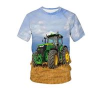 CHSLO Uomo 3D T Shirt Magliette T-Shirt Estiva per Macchine da Trattore Unisex con Stampa Digitale 3D T-Shirt Girocollo da Uomo A Maniche Corte Ampia Fitness Elasticizzata Traspirante Top Sportivo O