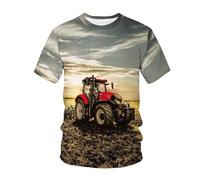 CHSLO Uomo 3D T Shirt Magliette T-Shirt Estiva per Macchine da Trattore Unisex con Stampa Digitale 3D T-Shirt Girocollo da Uomo A Maniche Corte Ampia Fitness Elasticizzata Traspirante Top Sportivo O