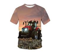 CHSLO Uomo 3D T Shirt Magliette T-Shirt Estiva per Macchine da Trattore Unisex con Stampa Digitale 3D T-Shirt Girocollo da Uomo A Maniche Corte Ampia Fitness Elasticizzata Traspirante Top Sportivo O