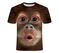 CHSLO Uomo 3D T Shirt Magliette T-Shirt Estiva Scimmia Orangutan Animale Unisex Stampata Digitale 3D Girocollo da Uomo A Maniche Corte Sciolto Fitness Stretch Top Sportivo Traspirante Oversize