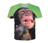 CHSLO Uomo 3D T Shirt Magliette T-Shirt Estiva Scimmia Orangutan Animale Unisex Stampata Digitale 3D Girocollo da Uomo A Maniche Corte Sciolto Fitness Stretch Top Sportivo Traspirante Oversize