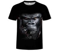 CHSLO Uomo 3D T Shirt Magliette T-Shirt Estiva Scimmia Orangutan Animale Unisex Stampata Digitale 3D Girocollo da Uomo A Maniche Corte Sciolto Fitness Stretch Top Sportivo Traspirante Oversize