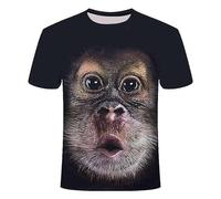 CHSLO Uomo 3D T Shirt Magliette T-Shirt Estiva Scimmia Orangutan Animale Unisex Stampata Digitale 3D Girocollo da Uomo A Maniche Corte Sciolto Fitness Stretch Top Sportivo Traspirante Oversize