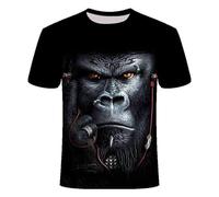 CHSLO Uomo 3D T Shirt Magliette T-Shirt Estiva Scimmia Orangutan Animale Unisex Stampata Digitale 3D Girocollo da Uomo A Maniche Corte Sciolto Fitness Stretch Top Sportivo Traspirante Oversize
