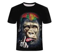 CHSLO Uomo 3D T Shirt Magliette T-Shirt Estiva Scimmia Orangutan Animale Unisex Stampata Digitale 3D Girocollo da Uomo A Maniche Corte Sciolto Fitness Stretch Top Sportivo Traspirante Oversize