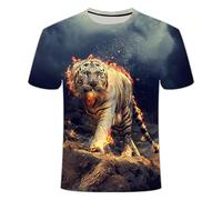 CHSLO Uomo 3D T Shirt Magliette T-Shirt Estiva Tigre Leone Animale Unisex Stampata Digitale 3D Girocollo da Uomo A Maniche Corte Sciolto Traspirante Elasticizzato A Mezza Manica Top Sportivo Oversiz