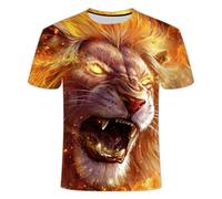 CHSLO Uomo 3D T Shirt Magliette T-Shirt Estiva Tigre Leone Animale Unisex Stampata Digitale 3D Girocollo da Uomo A Maniche Corte Sciolto Traspirante Elasticizzato A Mezza Manica Top Sportivo Oversiz
