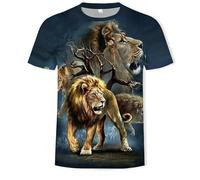CHSLO Uomo 3D T Shirt Magliette T-Shirt Estiva Tigre Leone Animale Unisex Stampata Digitale 3D Girocollo da Uomo A Maniche Corte Sciolto Traspirante Elasticizzato A Mezza Manica Top Sportivo Oversiz