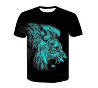 CHSLO Uomo 3D T Shirt Magliette T-Shirt Estiva Tigre Leone Animale Unisex Stampata Digitale 3D Girocollo da Uomo A Maniche Corte Sciolto Traspirante Elasticizzato A Mezza Manica Top Sportivo Oversiz
