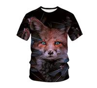 CHSLO Uomo 3D T Shirt Magliette T-Shirt Estiva Volpe Animale Unisex Stampata Digitale 3D Girocollo da Uomo A Maniche Corte Sciolto Fitness Stretch Top Sportivo Traspirante Oversize