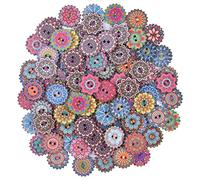 Chstarina 100 Pezzi Colori Dipinte Bottoni Modello Misto Bottoni in Legno Vintage Bottoni in Resina retrò con 2 Fori per Cucire e Realizzare Decorazioni (Bottoni di Fiori)