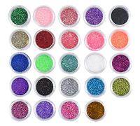 Chstarina 24 Scatole Glitter per Unghie, Polvere Metallic Manicure Pigmento Holographic, Cosmetici per Nail Art Viso Corpo Occhi