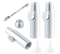 Chstarina 3 Pezzi Dosatore Tabacco da Fiuto, Bottiglia per Spezie con Mini Imbuto e Cucchiaio, Portatile, Alluminio, Argento, Piccola Bottiglia di Stoccaggio per Viaggi, Campeggio