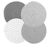 Chstarina 4 Pezzi Sottopentola, Sotto Pentola, Separatori Pentole, Resistente al Calore, Antiscivolo, Sottopiatti Rotondi, Cotone, 18cm, 4 Colori, Pentole Protezioni per Cucina, Padelle