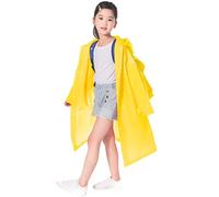 Chstarina Pioggia Poncho per Bambini, Mantella Antipioggia Bambino, Riutilizzabile EVA Poncho Antipioggia Bambino Giallo, Impermeabile Portatile Bambino con Cappuccio per Ragazzi Ragazze per Campeggio