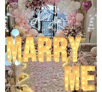 CHSUFBTY Lettere Luminose Marry Me, Lettere Luminose a LED al Neon, Lettere Luminose for Decorazioni di Proposte di Matrimonio, Alimentate a Batteria(100cm/40in)