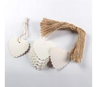 CHSYOO 100 Pezzi Cartellini Prezzi Forma Cuore Bianco + 100 Pezzi 20cm Corde Iuta Lunghe, Etichette per Bagagli Carta, Etichette per Regali Carta