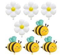 CHSZSH 4 Palloncini Con Api, 4 Palloncini Con Margherite, Palloncini Con Fiori, Decorazione Compleanno Floreale, Palloncini Foil Ape, Unisex, Modern, Occasion Classica