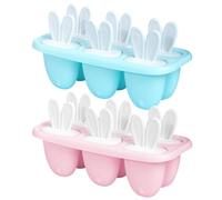 CHSZSH Stampo Per Ghiaccioli Con Orecchie Da Coniglio, 2 Pezzi, Rosa E Blu, Materiale PP, 6 Scomparti, Bastoncino Riutilizzabile, Per Bambini
