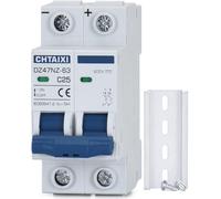CHTAIXI Interruttore automatico in miniatura CC, isolatore a 2 poli 600 V 25 Amp per sistema solare fotovoltaico, viaggio magnetico termico, interruttore di disconnessione CC C25 per montaggio su