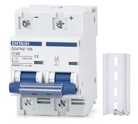 Chtaixi Interruttore in miniatura DC a 2 poli, 500 V, 125 Amp isolatore per sistema PV solare, driver magnetico termico, montaggio su guida DIN, interruttore di separazione DC ad alta corrente MCB 2P