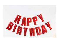 CHTENG - Striscione di buon compleanno, riutilizzabile, materiale ecologico, per decorazioni di compleanno e feste (rosso)