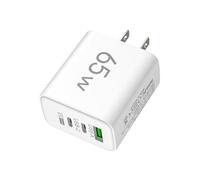 Chtriarger - 3 blocchetti USB, plug di ricarica multiporta, adattatore da parete 65 W, 2 porte rapide PD + 1 uscita intelligente USB, elettrico compatto per telefoni cellulari, tablet