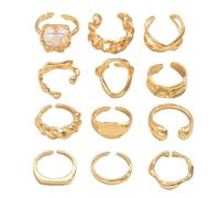 Chu/nky Go/ld Stat/ement Rin/gs per le donne, Moda Jewe/llery, Adjustable, Metallo, Agata