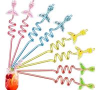 CHUANFU 12 Pezzi Sirena Cannucce Riutilizzabili, Colorate Cannucce Plastica Spirale per Bambini, Colorate Ricurve Cannuccia per Feste di Famiglia, Feste, Matrimoni, Compleanni (Quattro Colori)