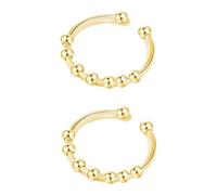 CHUANFU 2 Pezzi Anello Antistress Donna con Perline, Fidget Ring Donna Regolabile, Aperto Rotante Anelli in Acciaio Inox Durevole, Anxiety Ring per Donne e Ragazze, Oro