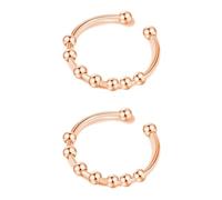 CHUANFU 2 Pezzi Anello Antistress Donna con Perline, Fidget Ring Donna Regolabile, Aperto Rotante Anelli in Acciaio Inox Durevole, Anxiety Ring per Donne e Ragazze, Oro Rosa