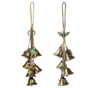 CHUANFU 2 Pezzi Campane da Strega, Campanelli del Vento di Metallo Della Strega, Ornamento Decorativo per Porta per Energia Spirituale, Mistica Scacciapensieri per Verande, Giardino, Finestre