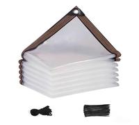 CHUANFU 2 x 3 m Telone Trasparente con Occhiellato, Telone Impermeabile per Esterno con Corda da 5 m e 25 Fascette Stringicavo, Occhielli per Teloni per Animali Domestici, Resistente Alle Intemperie